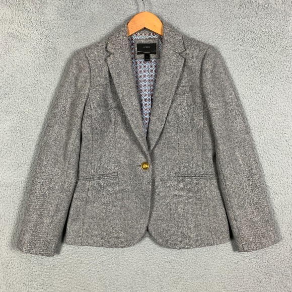 J.Crew Campbell Blazer Women's 6 Gray Donegal Wool Tweed Jacket Preppy Career - Picture 3 of 15
